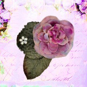 Vintage Pink Velvet Rose Brooch Millinery Retro Romance Pin Gift for gardener